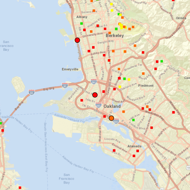 PM2.5 Monitoring network in Oakland.