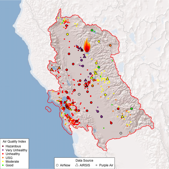 PM2.5 Monitoring network in northern California.